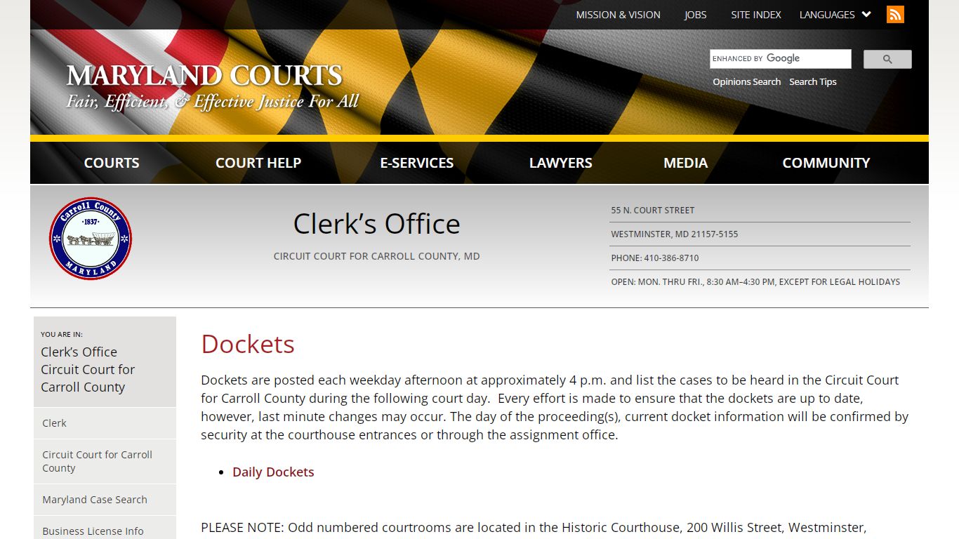 Dockets | Maryland Courts