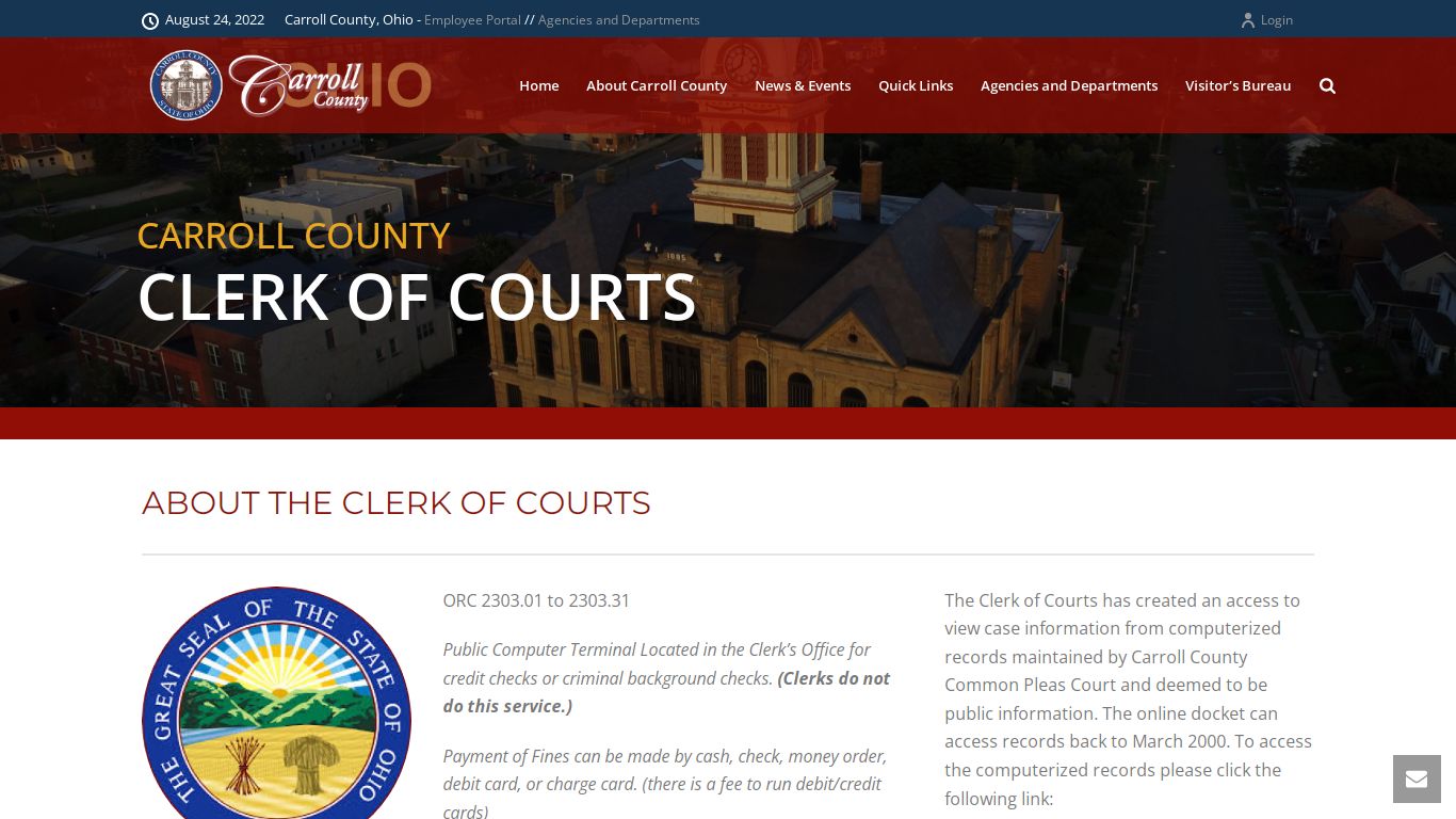 Clerk of Courts – Carroll County Ohio